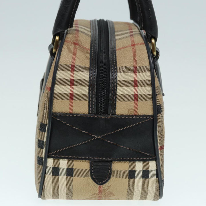 BurberrySs Nova Check Hand Bag PVC Beige Auth bs17698