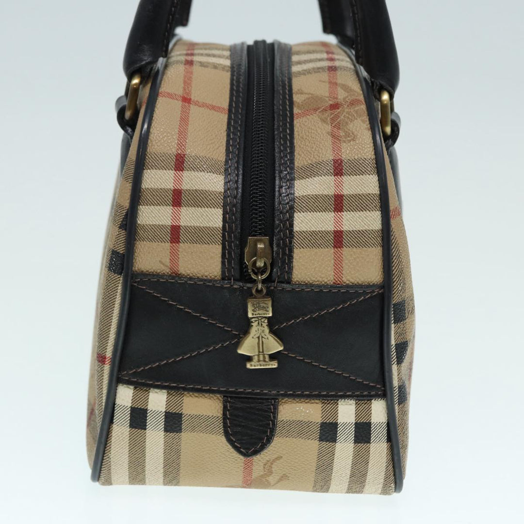 BurberrySs Nova Check Hand Bag PVC Beige Auth bs17698