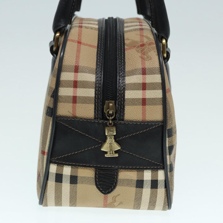 BurberrySs Nova Check Hand Bag PVC Beige Auth bs17698