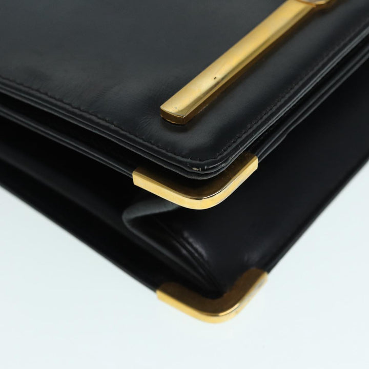 CHRISTIAN Top quality Dior Shoulder Bag Leather Black Gold Auth bs17725
