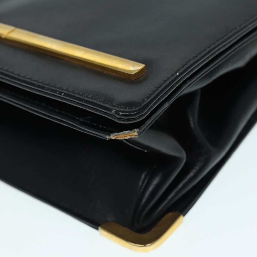 CHRISTIAN Top quality Dior Shoulder Bag Leather Black Gold Auth bs17725