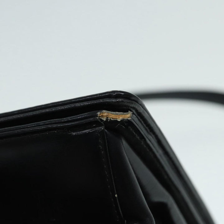 CHRISTIAN Top quality Dior Shoulder Bag Leather Black Gold Auth bs17725