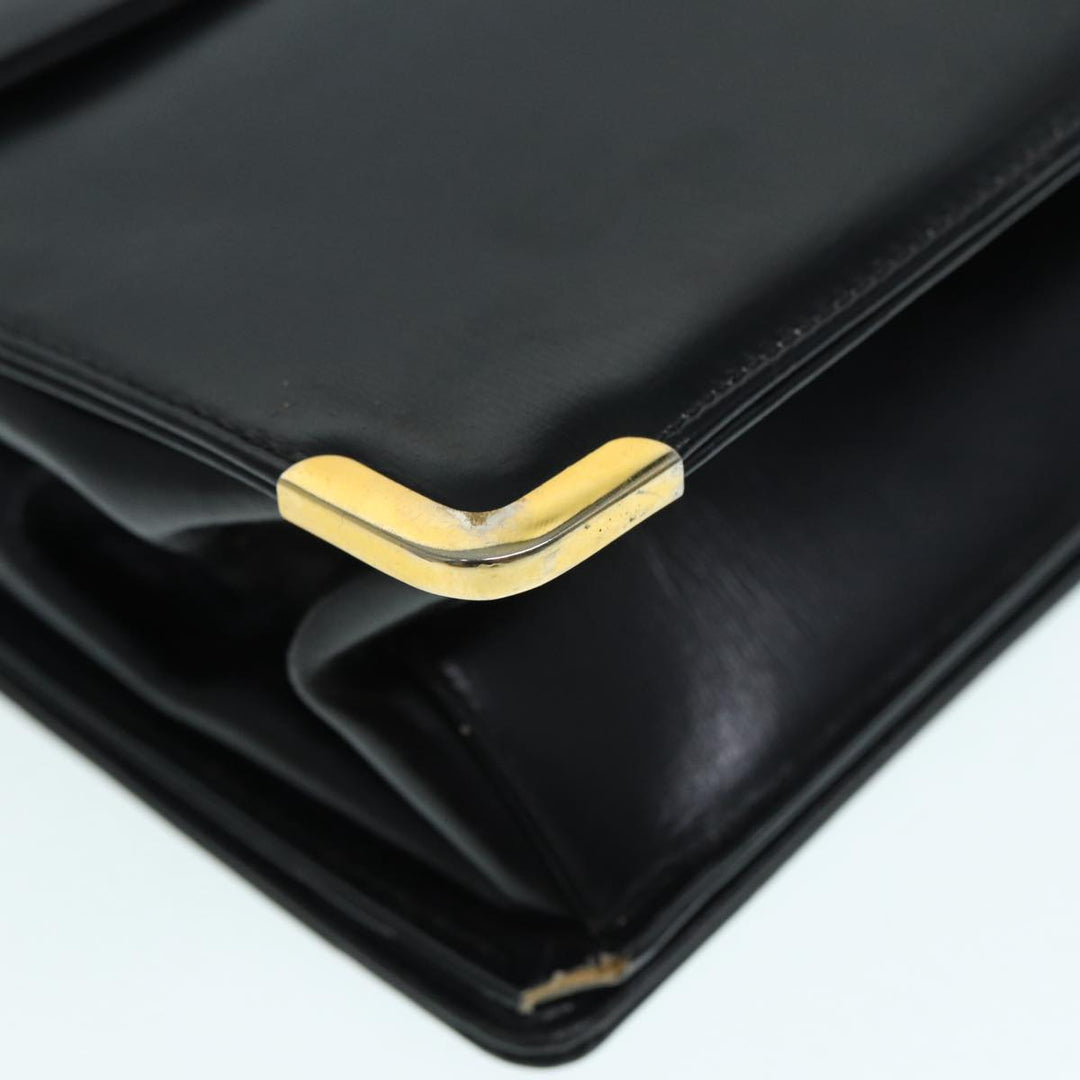 CHRISTIAN Top quality Dior Shoulder Bag Leather Black Gold Auth bs17725
