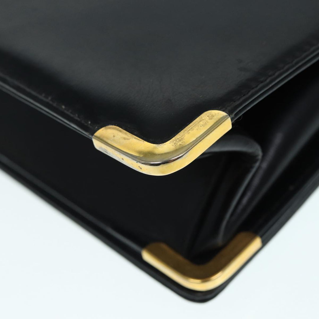 CHRISTIAN Top quality Dior Shoulder Bag Leather Black Gold Auth bs17725