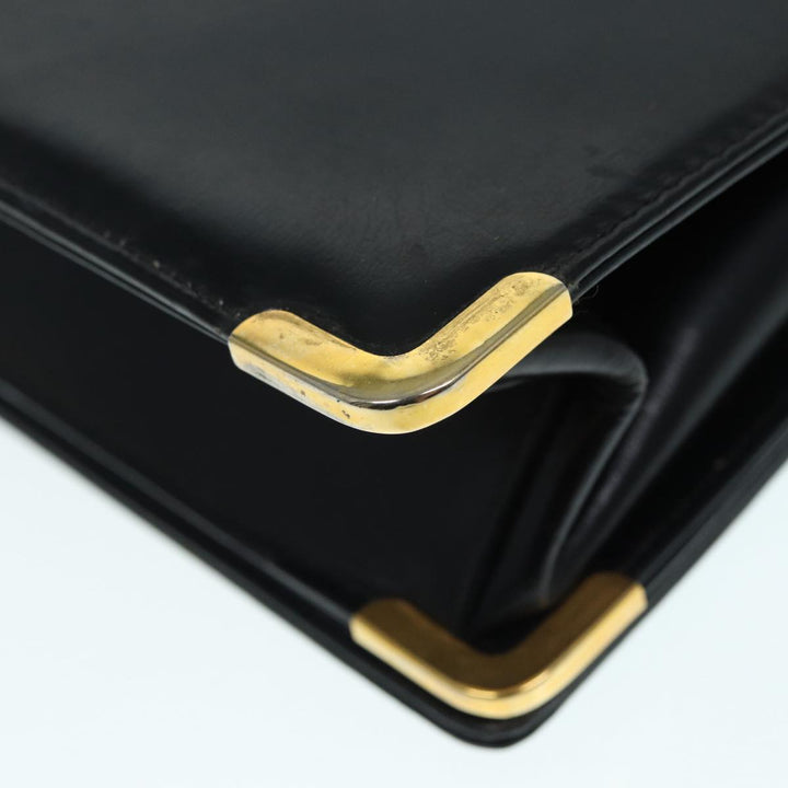 CHRISTIAN Top quality Dior Shoulder Bag Leather Black Gold Auth bs17725