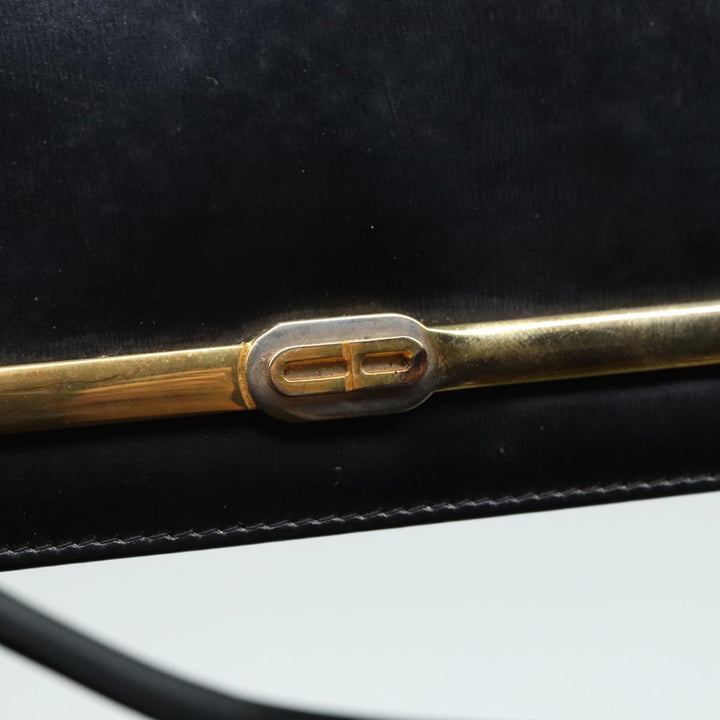 CHRISTIAN Top quality Dior Shoulder Bag Leather Black Gold Auth bs17725