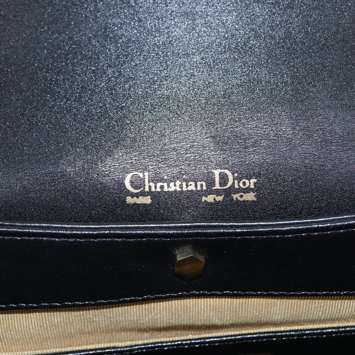 CHRISTIAN Top quality Dior Shoulder Bag Leather Black Gold Auth bs17725