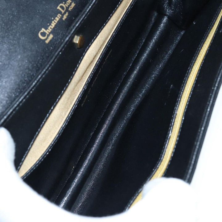 CHRISTIAN Top quality Dior Shoulder Bag Leather Black Gold Auth bs17725