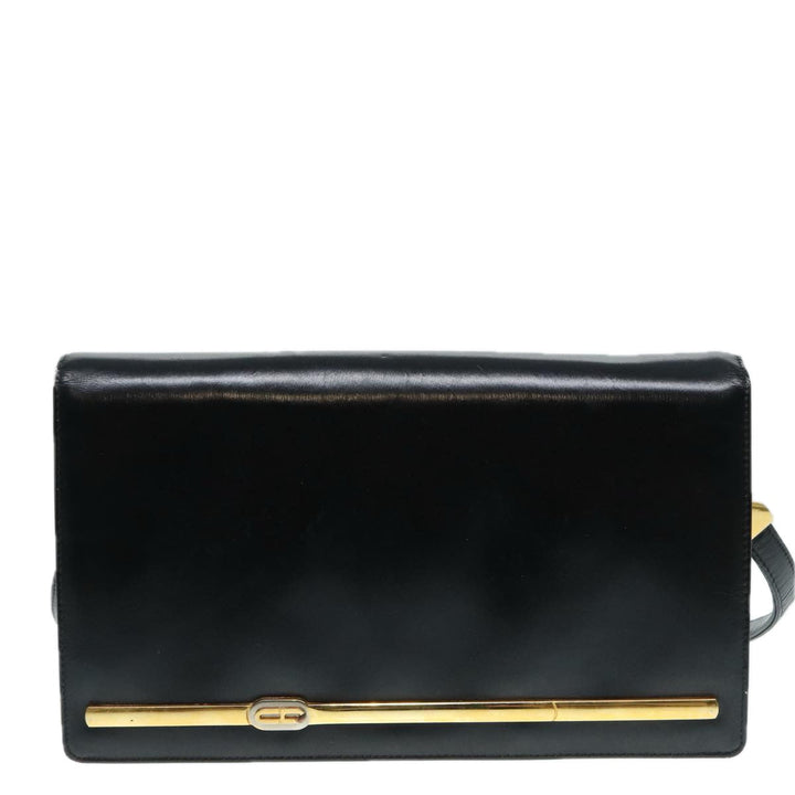 CHRISTIAN Top quality Dior Shoulder Bag Leather Black Gold Auth bs17725