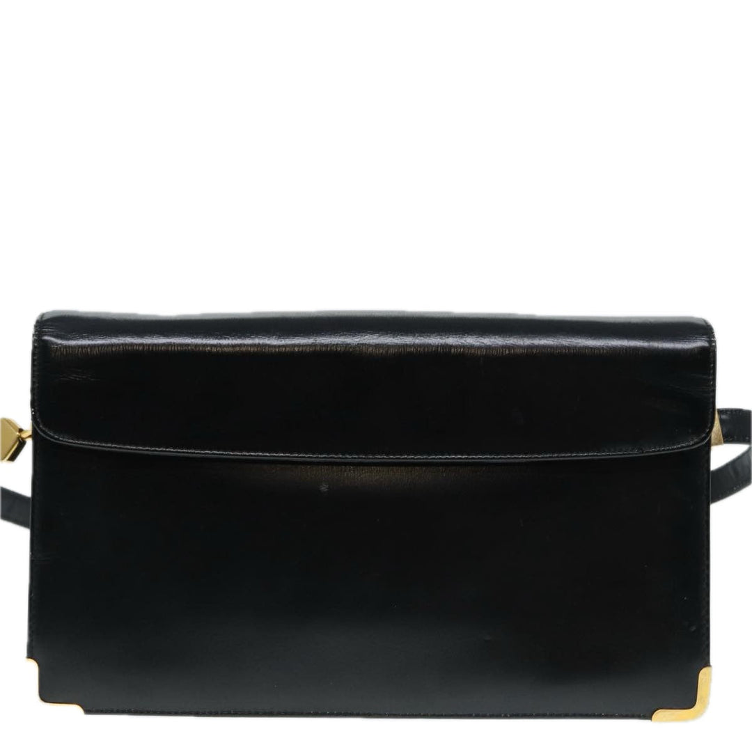 CHRISTIAN Top quality Dior Shoulder Bag Leather Black Gold Auth bs17725