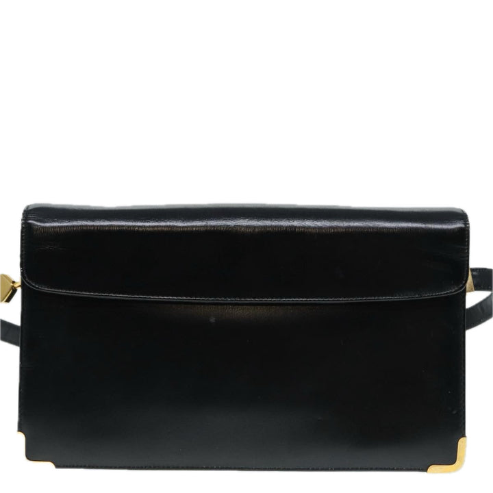 CHRISTIAN Top quality Dior Shoulder Bag Leather Black Gold Auth bs17725