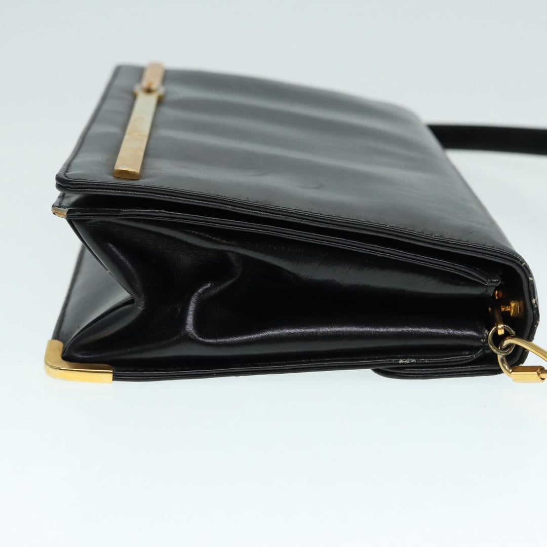 CHRISTIAN Top quality Dior Shoulder Bag Leather Black Gold Auth bs17725