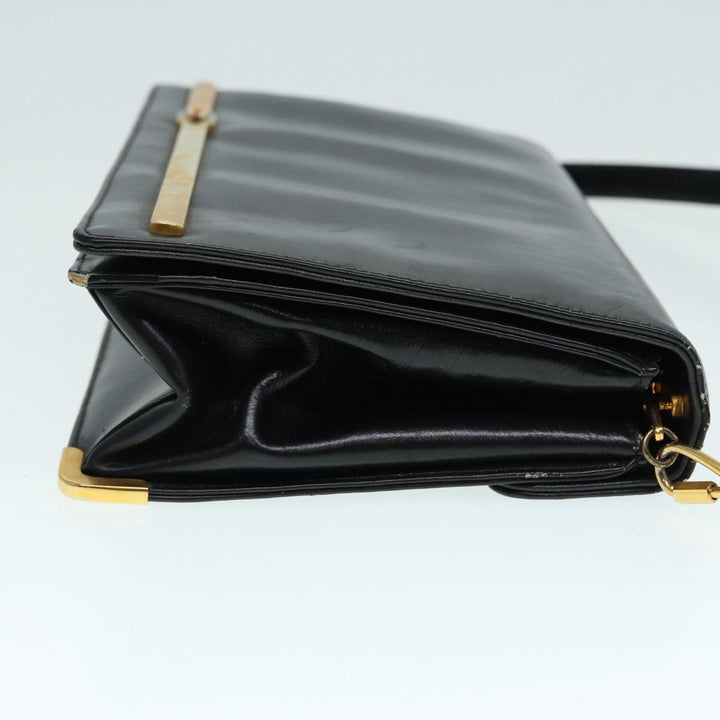 CHRISTIAN Top quality Dior Shoulder Bag Leather Black Gold Auth bs17725