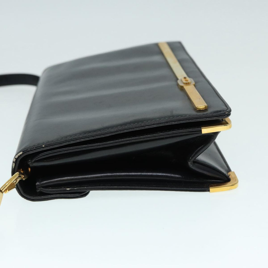 CHRISTIAN Top quality Dior Shoulder Bag Leather Black Gold Auth bs17725