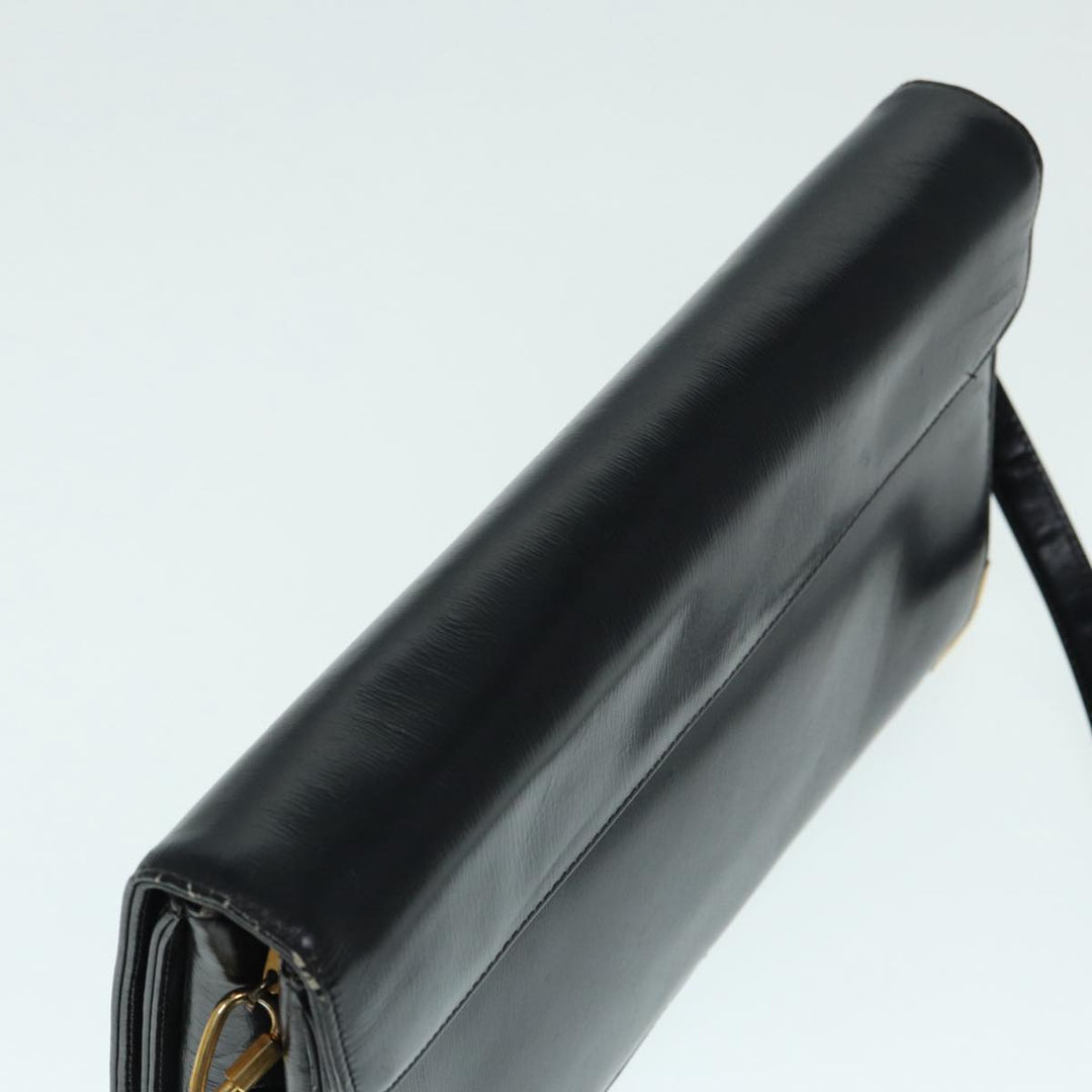 CHRISTIAN Top quality Dior Shoulder Bag Leather Black Gold Auth bs17725