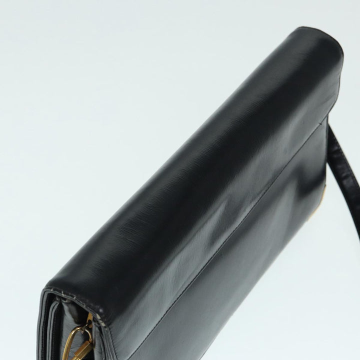 CHRISTIAN Top quality Dior Shoulder Bag Leather Black Gold Auth bs17725