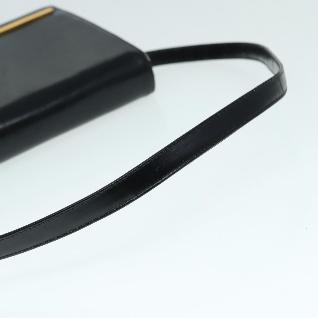 CHRISTIAN Top quality Dior Shoulder Bag Leather Black Gold Auth bs17725