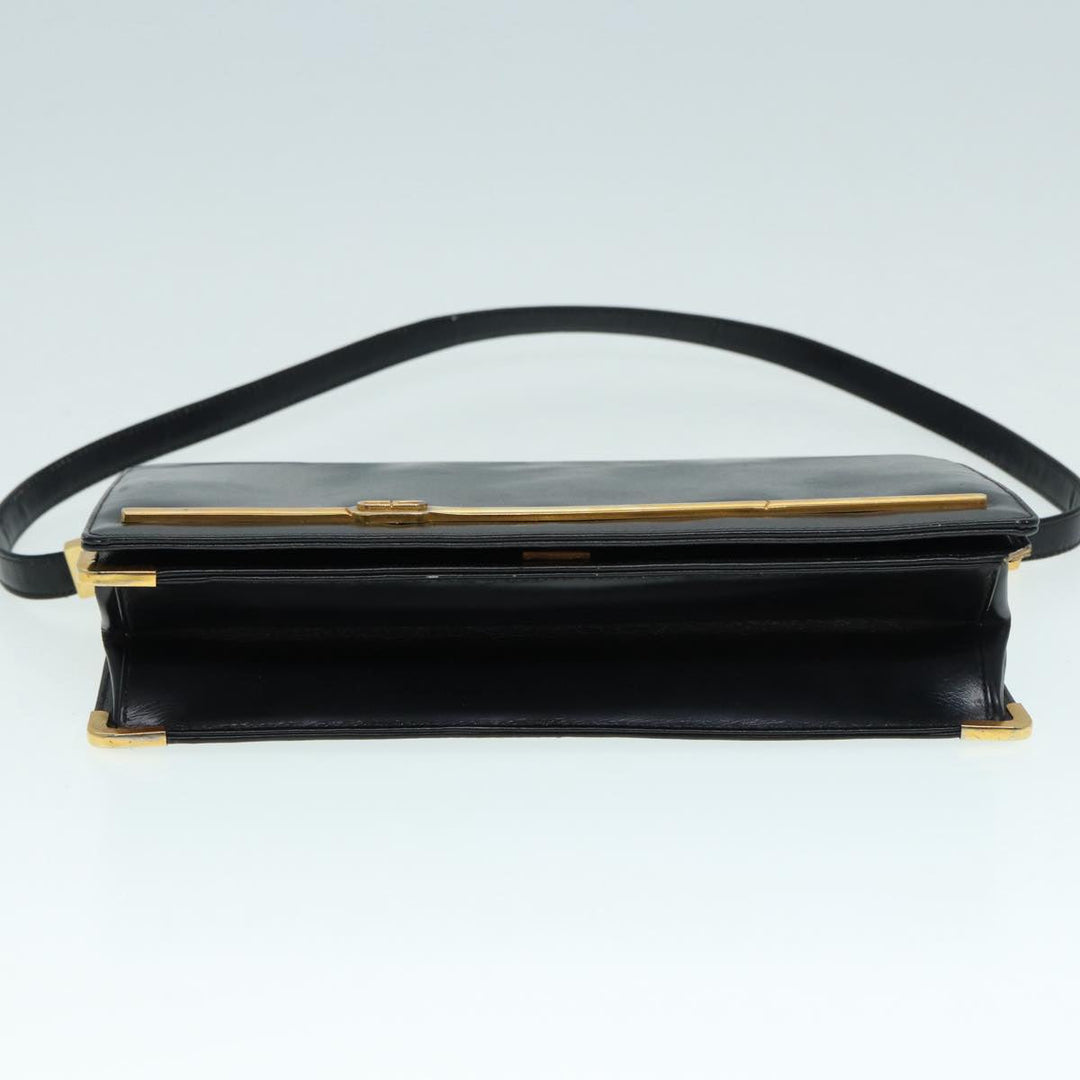 CHRISTIAN Top quality Dior Shoulder Bag Leather Black Gold Auth bs17725