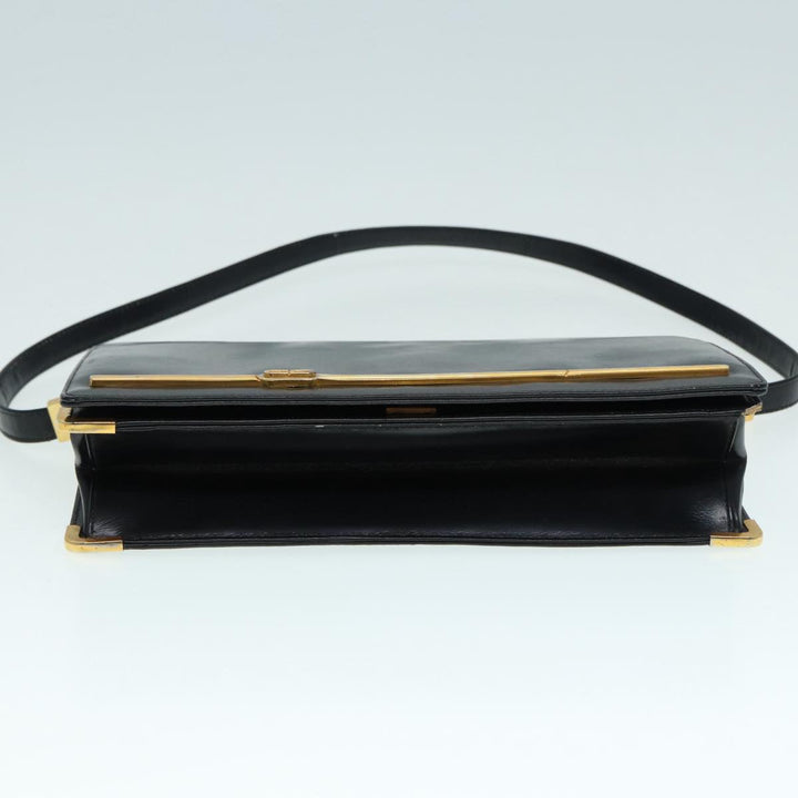 CHRISTIAN Top quality Dior Shoulder Bag Leather Black Gold Auth bs17725
