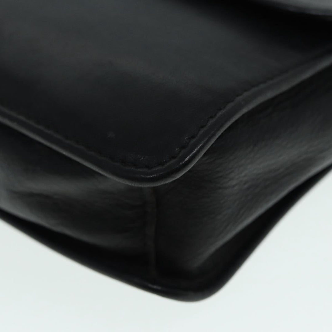 Celine Clutch Bag Leather Black Gold Auth bs17759