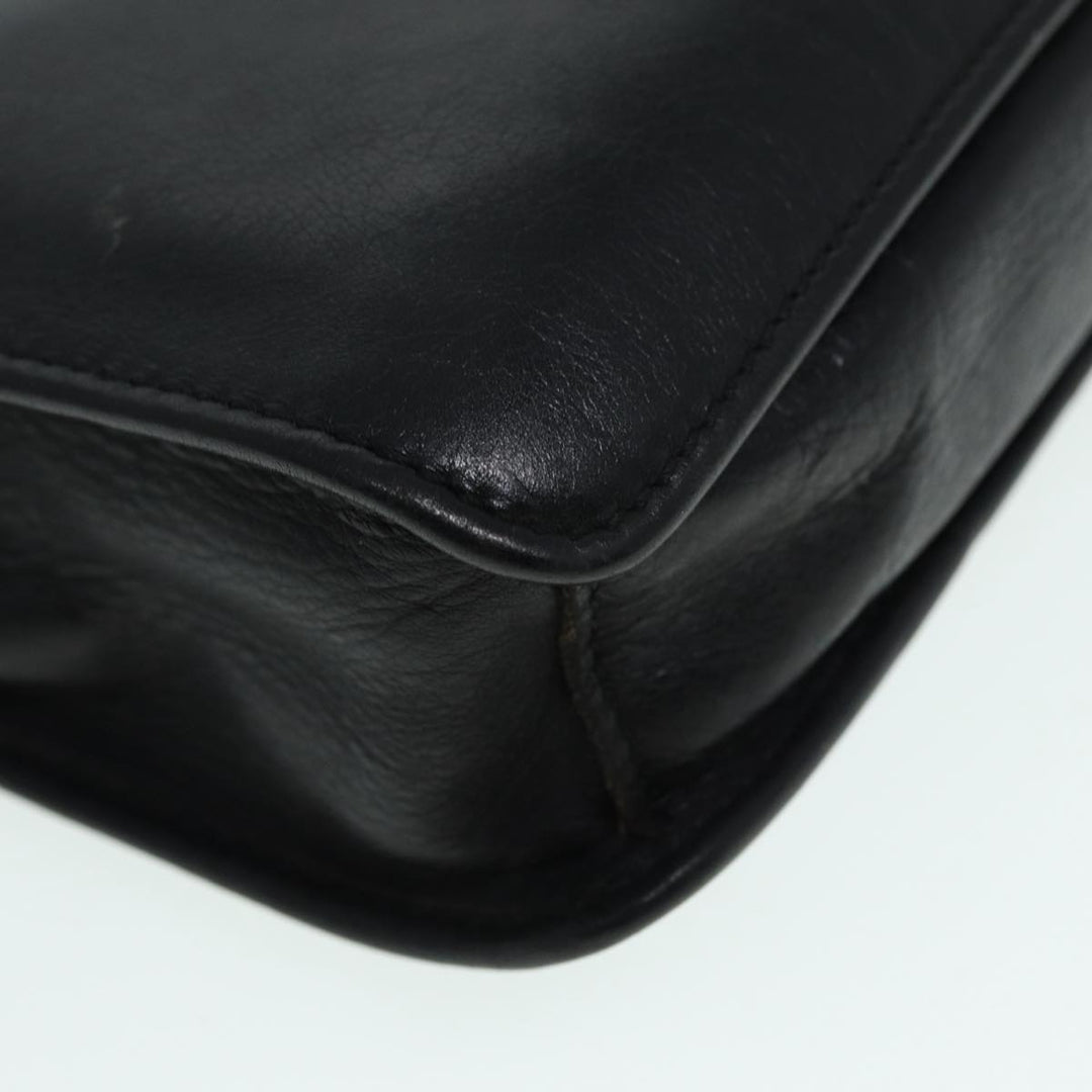 Celine Clutch Bag Leather Black Gold Auth bs17759