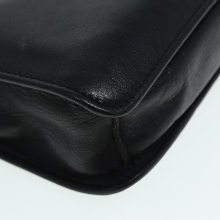 Celine Clutch Bag Leather Black Gold Auth bs17759