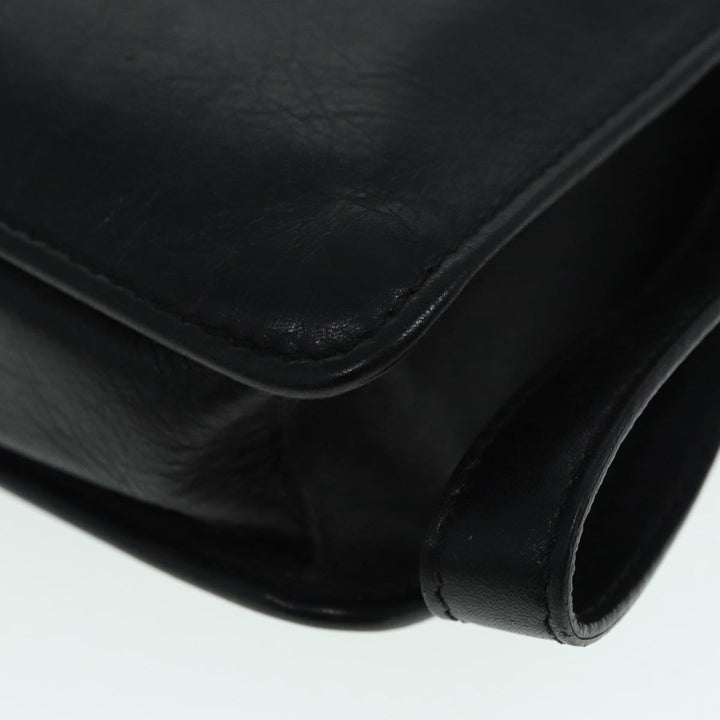 Celine Clutch Bag Leather Black Gold Auth bs17759