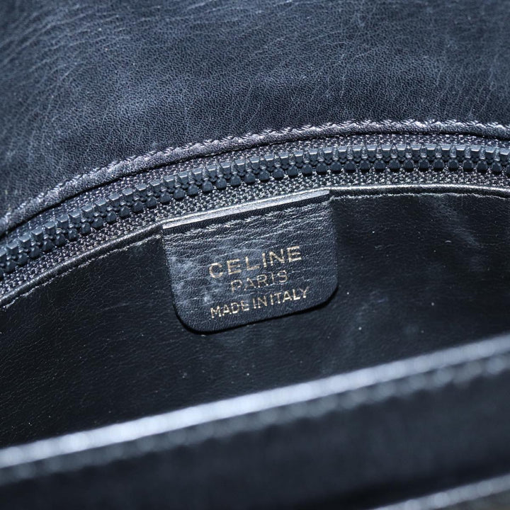 Celine Clutch Bag Leather Black Gold Auth bs17759