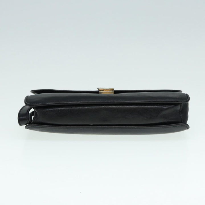 Celine Clutch Bag Leather Black Gold Auth bs17759