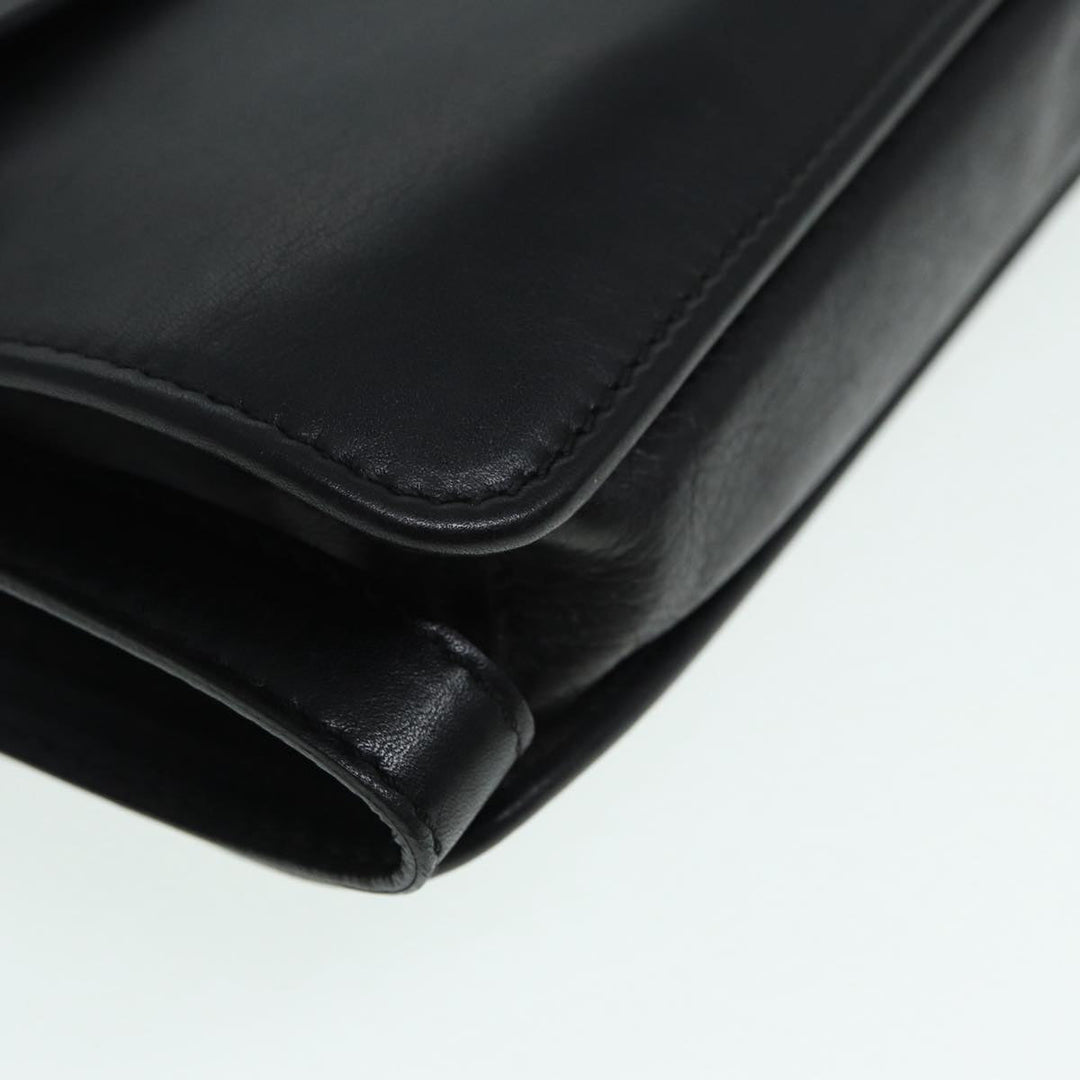 Celine Clutch Bag Leather Black Gold Auth bs17759