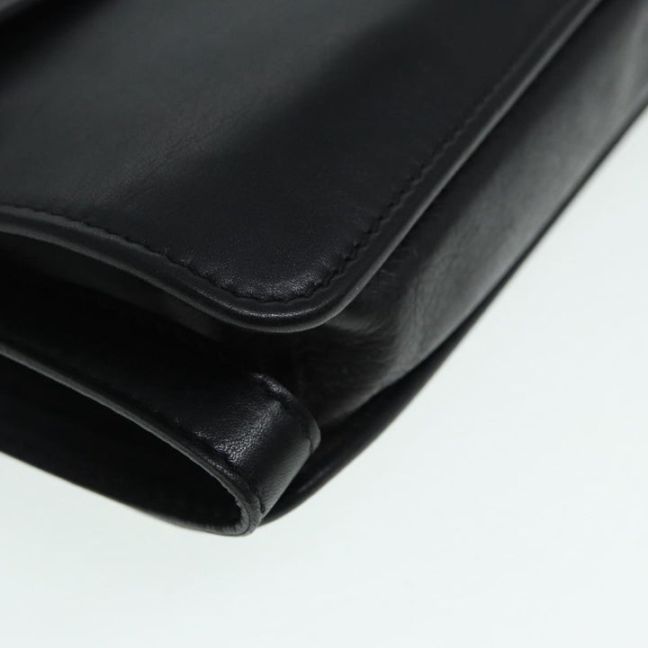 Celine Clutch Bag Leather Black Gold Auth bs17759
