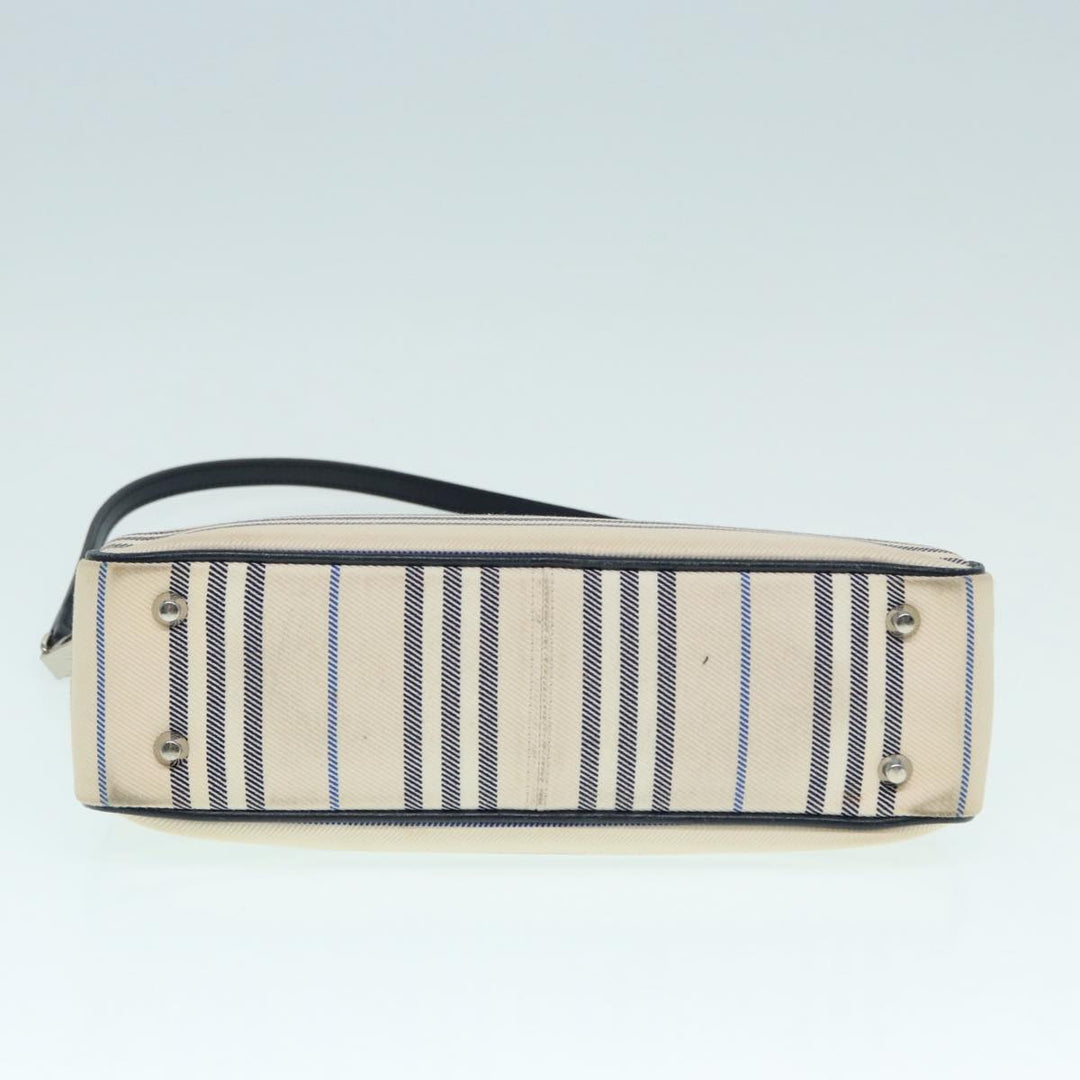 Burberry Shoulder Bag Canvas Beige Silver Auth bs17767