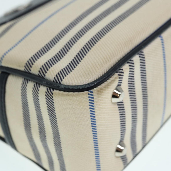 Burberry Shoulder Bag Canvas Beige Silver Auth bs17767