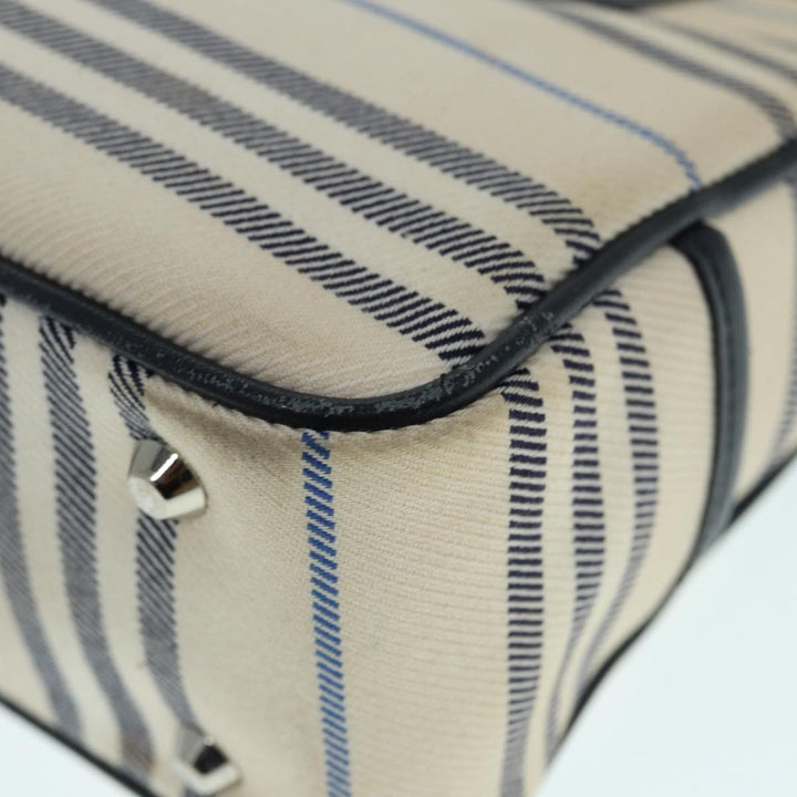 Burberry Shoulder Bag Canvas Beige Silver Auth bs17767