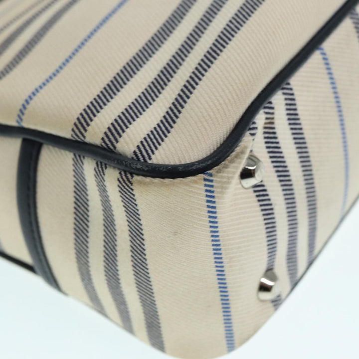 Burberry Shoulder Bag Canvas Beige Silver Auth bs17767