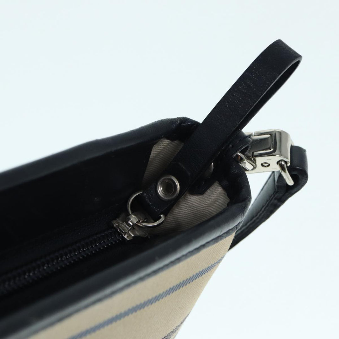 Burberry Shoulder Bag Canvas Beige Silver Auth bs17767