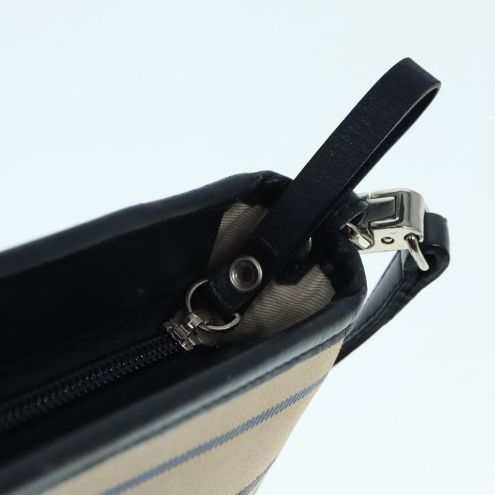 Burberry Shoulder Bag Canvas Beige Silver Auth bs17767