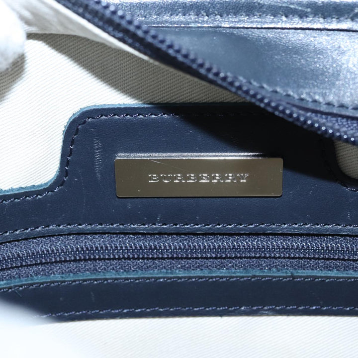 Burberry Shoulder Bag Canvas Beige Silver Auth bs17767