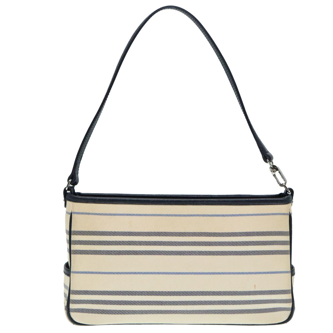 Burberry Shoulder Bag Canvas Beige Silver Auth bs17767