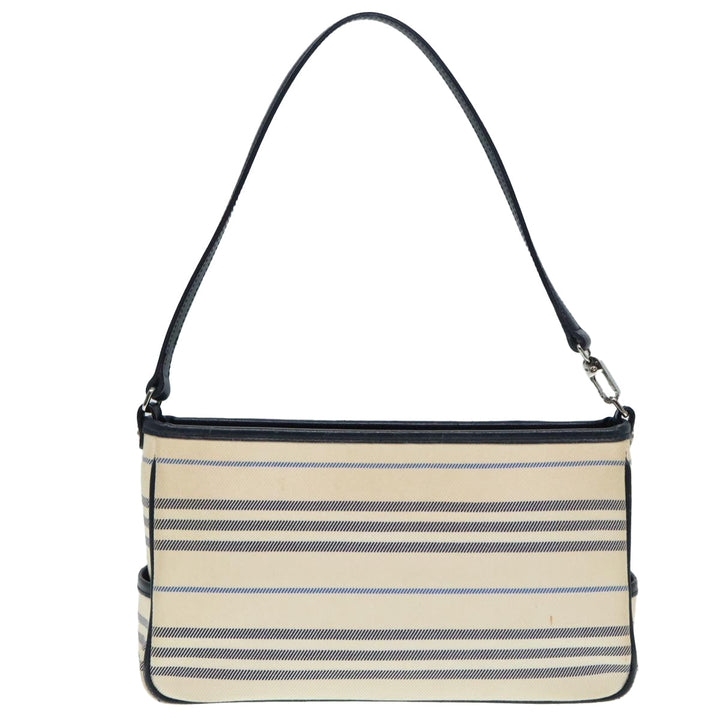 Burberry Shoulder Bag Canvas Beige Silver Auth bs17767