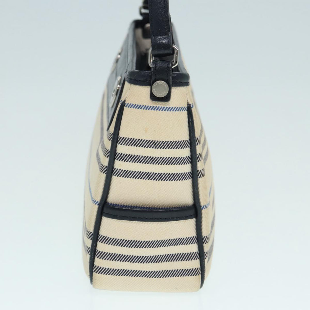 Burberry Shoulder Bag Canvas Beige Silver Auth bs17767