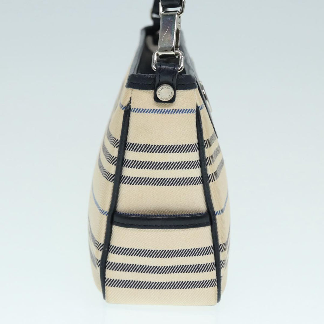 Burberry Shoulder Bag Canvas Beige Silver Auth bs17767