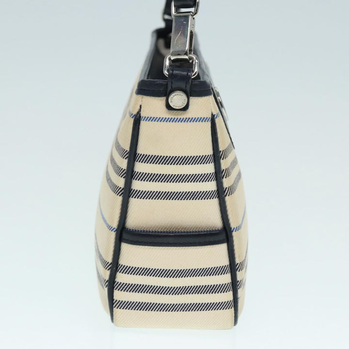 Burberry Shoulder Bag Canvas Beige Silver Auth bs17767