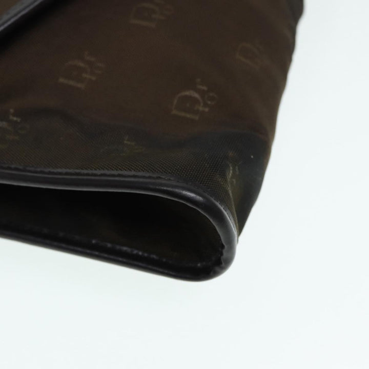 CHRISTIAN Top quality Dior Chain Shoulder Bag Nylon Brown Gold Auth bs17771
