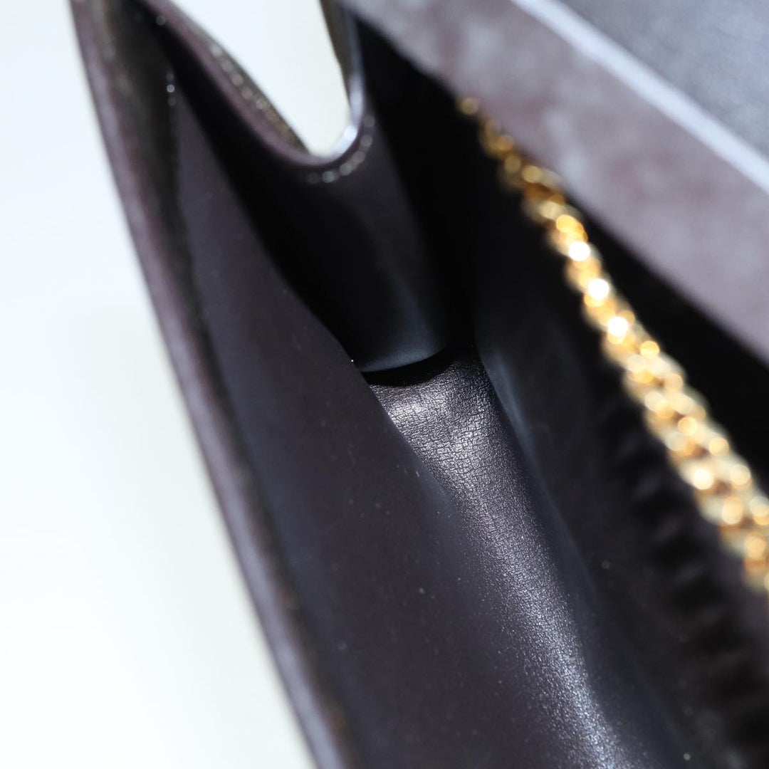 CHRISTIAN Top quality Dior Chain Shoulder Bag Nylon Brown Gold Auth bs17771