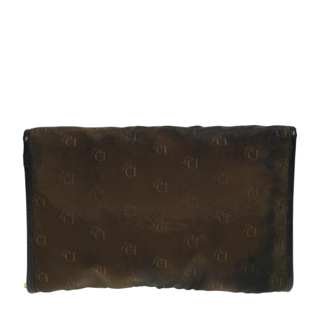 CHRISTIAN Top quality Dior Chain Shoulder Bag Nylon Brown Gold Auth bs17771
