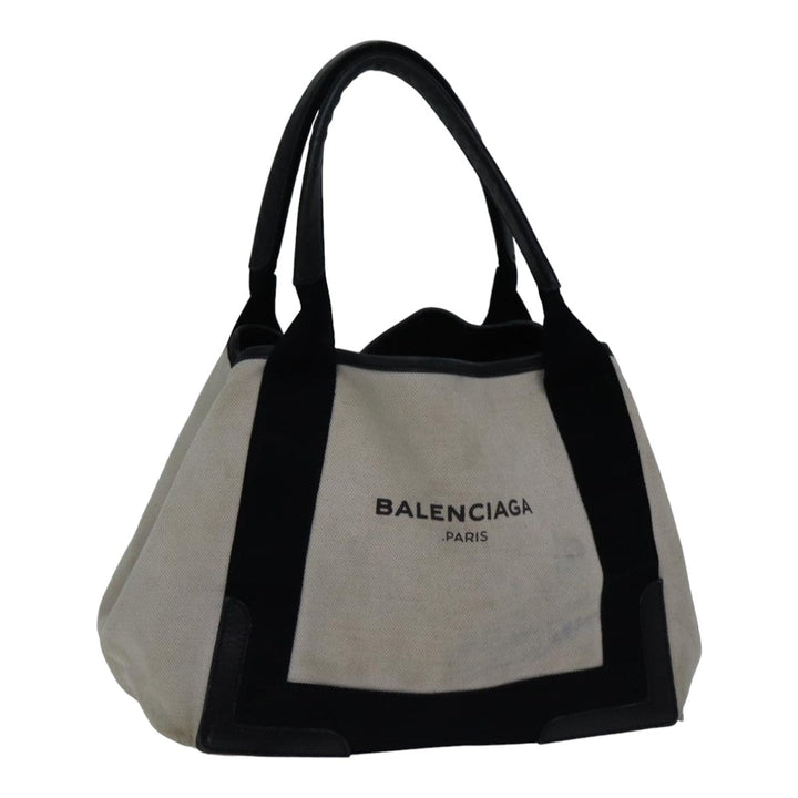 Top Quality Balenciaga Hand Bag Canvas Beige Black Auth bs17795