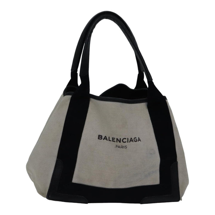 Top Quality Balenciaga Hand Bag Canvas Beige Black Auth bs17795