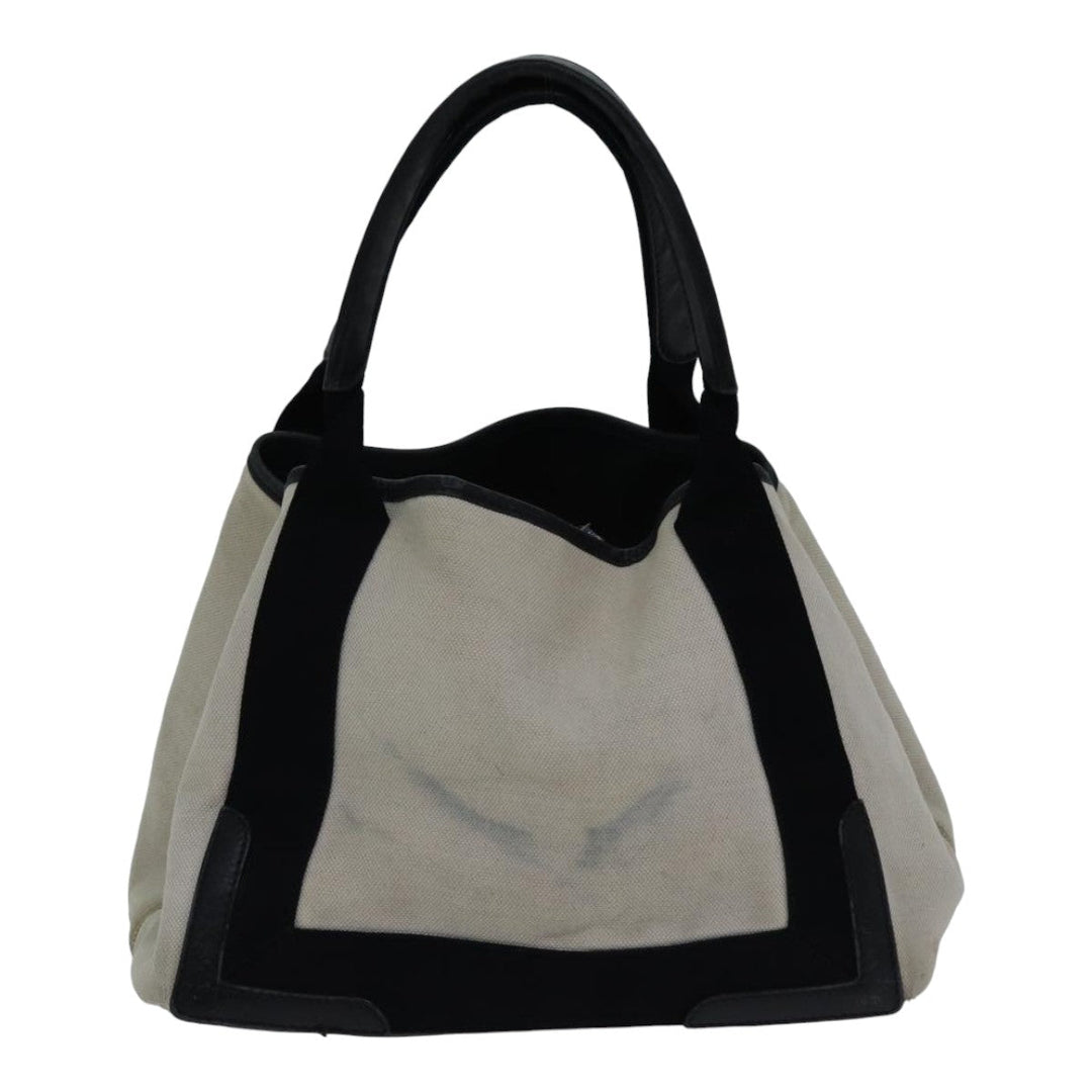 Top Quality Balenciaga Hand Bag Canvas Beige Black Auth bs17795