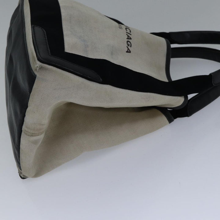 Top Quality Balenciaga Hand Bag Canvas Beige Black Auth bs17795